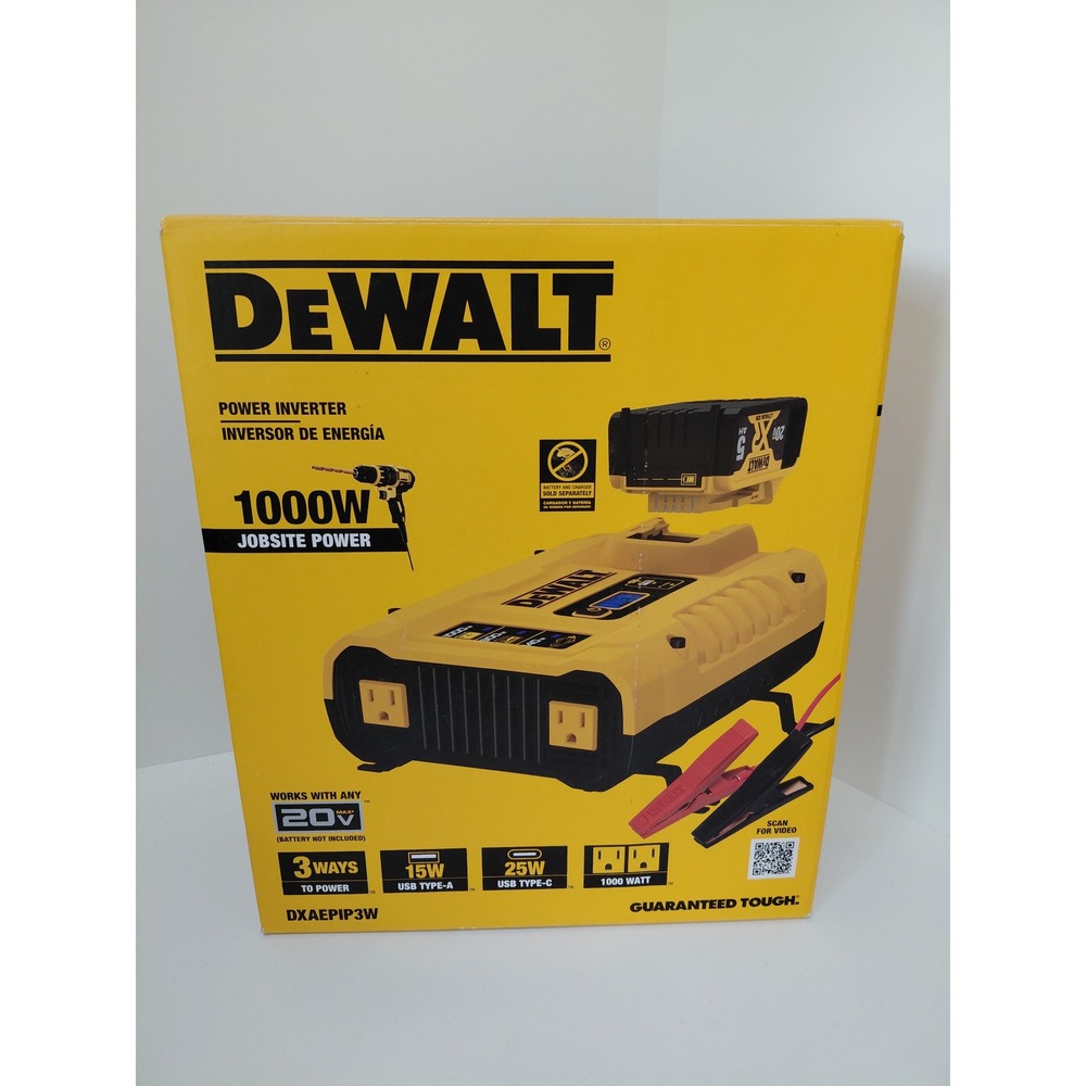 DEWALT DXAEPIP3W 1000W Power Inverter 20V MAX Battery Port USB-A USB-C Jobsite